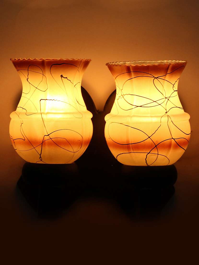 new stylish twins hand decorative colorful glass wall lamp light with royal wooden fitting dn-2wa40 - 18835710 - Zoom Image - 0