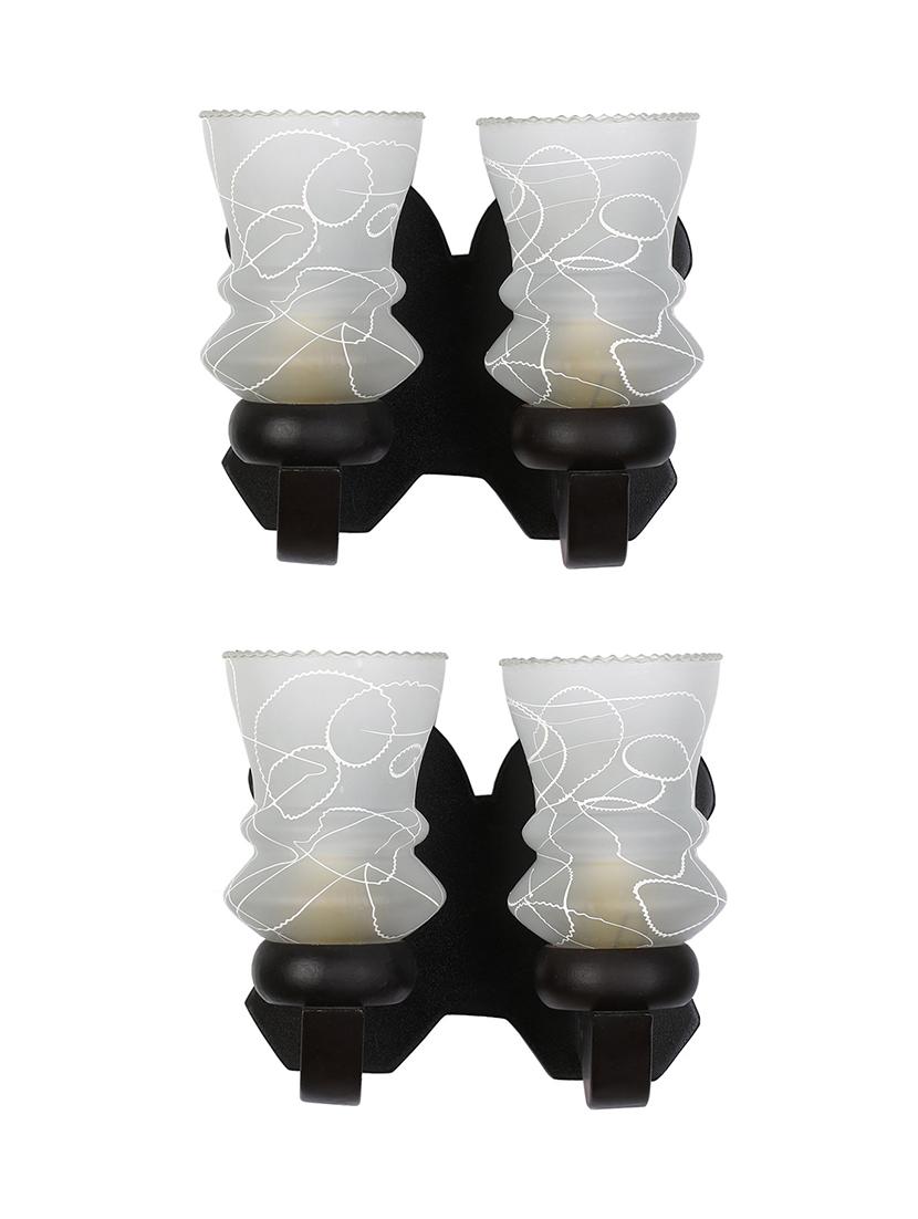 stylish twins hand decorative colorful glass wall lamp light with royal wooden fitting (set of two) dn-2wa156 - 18835716 - Zoom Image - 0