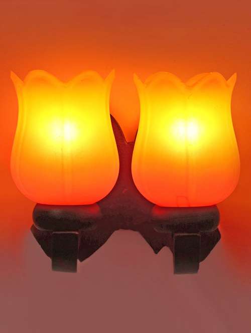 new stylish twins hand decorative colorful glass wall lamp light with royal wooden fitting dn-2wa43 - 18835718 -  Standard Image - 0