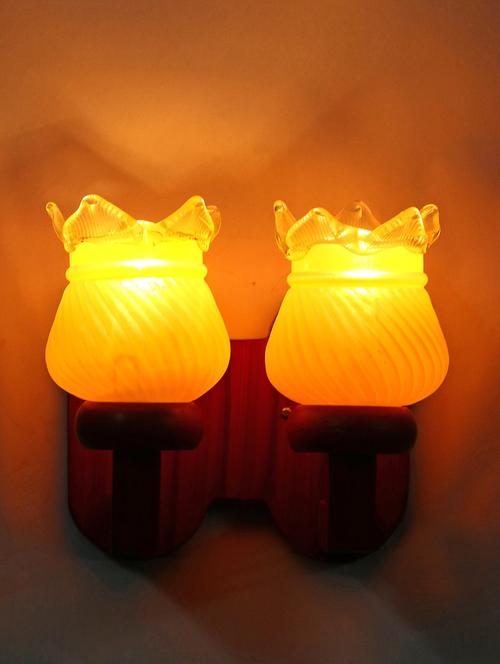 new stylish twins hand decorative colorful glass wall lamp light with royal wooden fitting dn-2wa45 - 18835724 -  Standard Image - 0