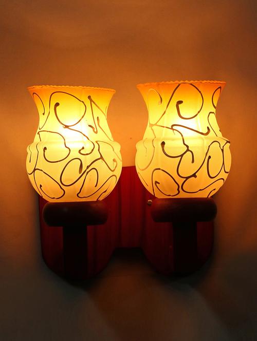 new stylish twins hand decorative colorful glass wall lamp light with royal wooden fitting dn-2wa49 - 18835732 - Standard Image - 0