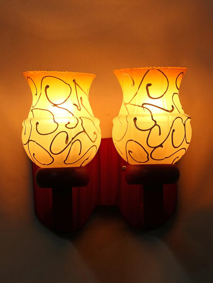 new stylish twins hand decorative colorful glass wall lamp light with royal wooden fitting dn-2wa49 - 18835732 - Zoom Image - 0