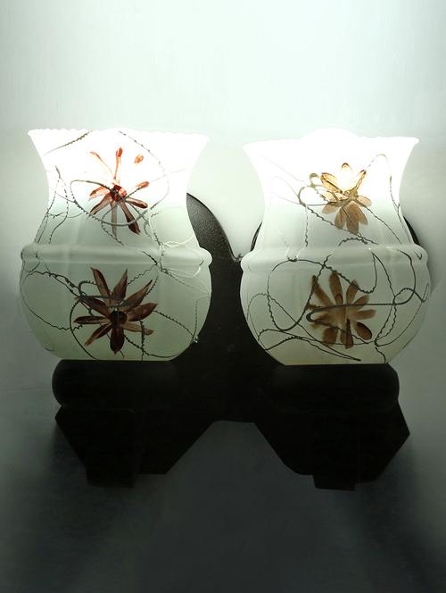new stylish twins hand decorative colorful glass wall lamp light with royal wooden fitting dn-2wa3 - 18835740 -  Standard Image - 0