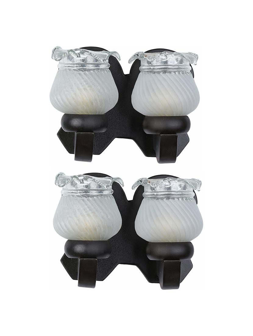 stylish twins hand decorative colorful glass wall lamp light with royal wooden fitting (set of two) dn-2wa124 - 18835761 - Zoom Image - 0