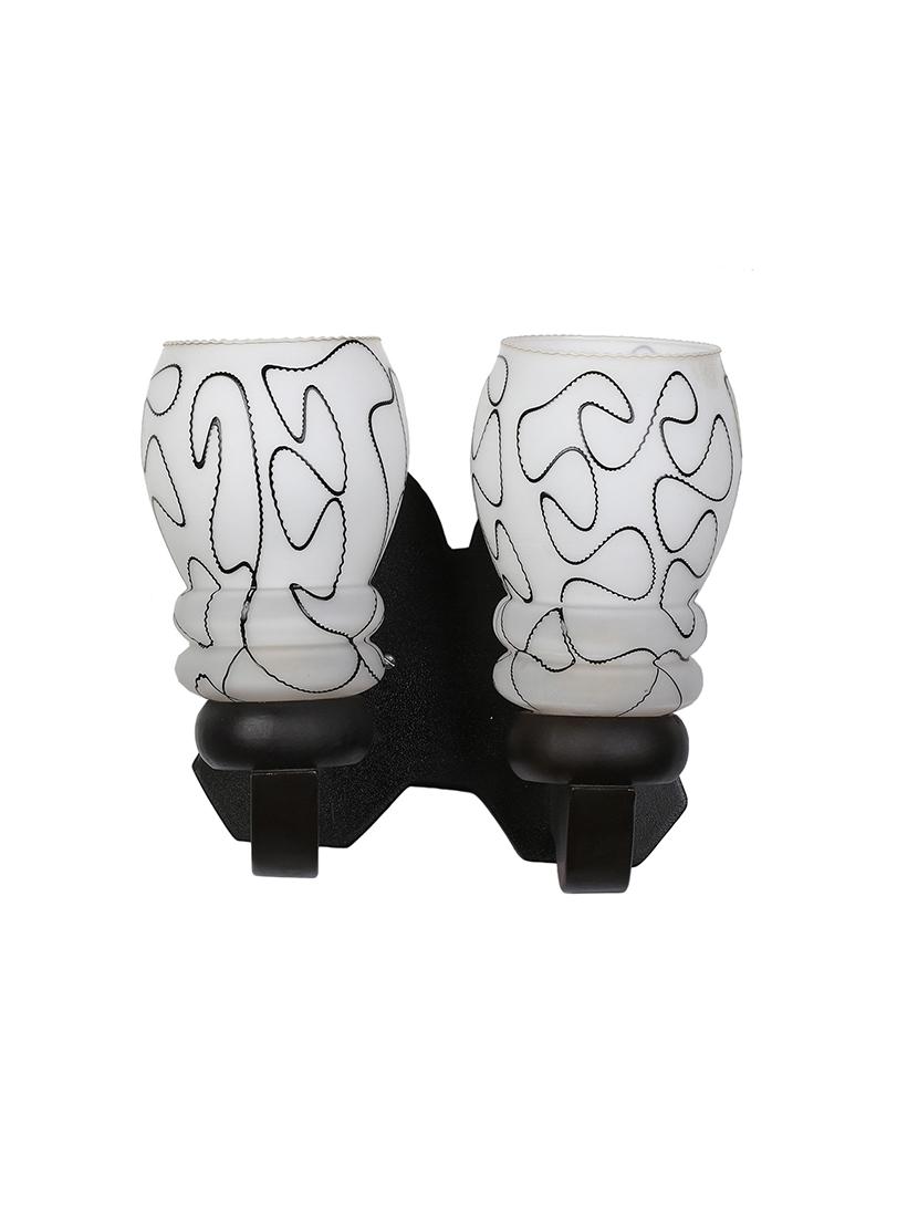 new stylish twins hand decorative colorful glass wall lamp light with royal wooden fitting dn-2wa22 - 18835794 -  Zoom Image - 0