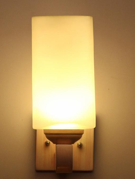 somil led sconce glass wall lamp/light with sweet pink wood fitting, 7 watt -df135 - 18836868 -  Zoom Image - 0
