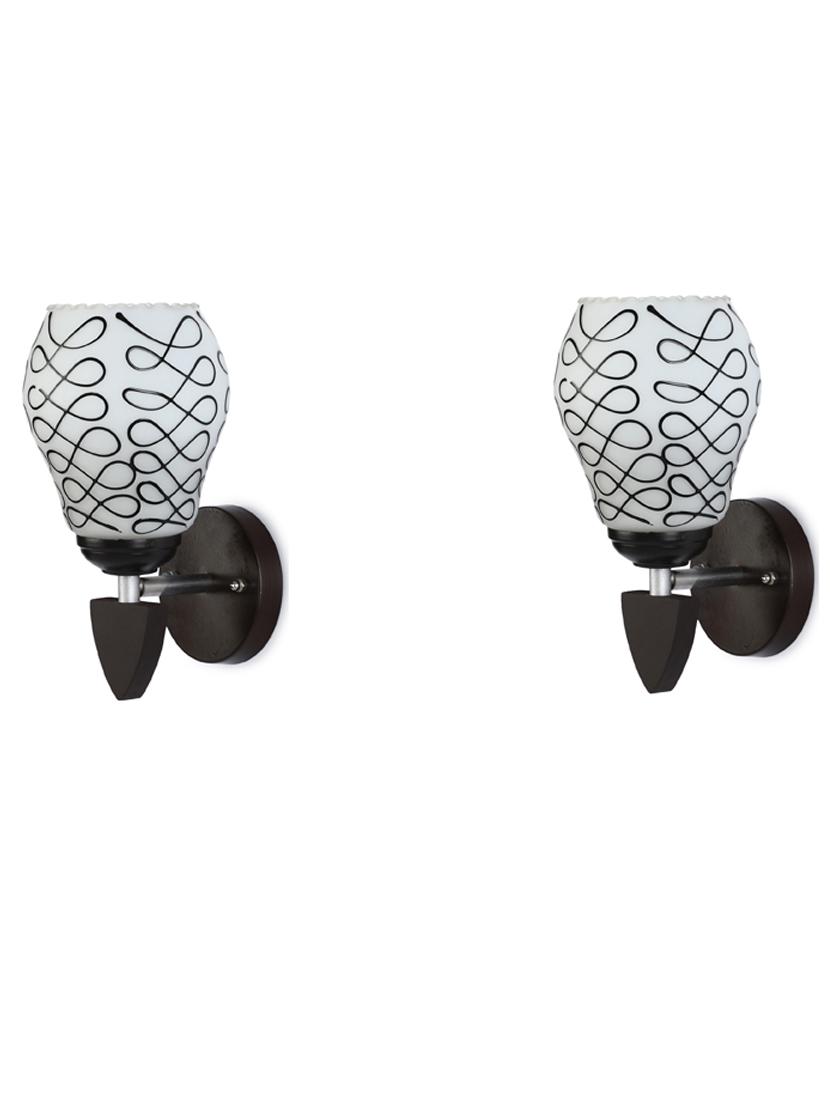 somil led sconce glass & wood wall lamp/light, 7 watt & wall fixture (set of two)-rt59 - 18837116 - Zoom Image - 0