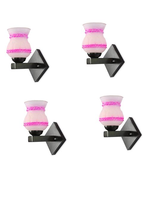 somil flat style designer led sconce wall lamp/ light, 7 watt, yellow, glass, wood, (set of four)-mot113 - 18837869 -  Standard Image - 0