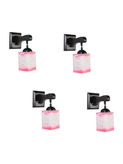 somil pendant decorative led wall lamp/ light, pink, glass, wood, 7 watt (set of 4)-mn70 - 18838101 -  Standard Image - 0