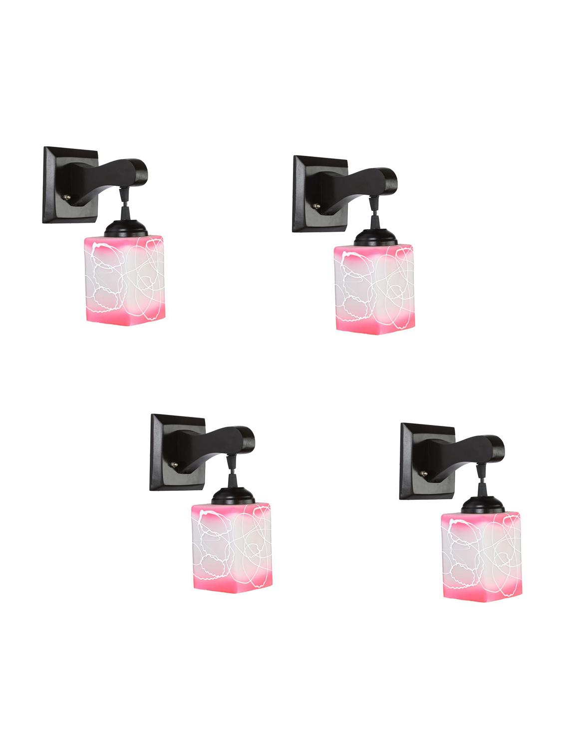 somil pendant decorative led wall lamp/ light, pink, glass, wood, 7 watt (set of 4)-mn70 - 18838101 -  Zoom Image - 0