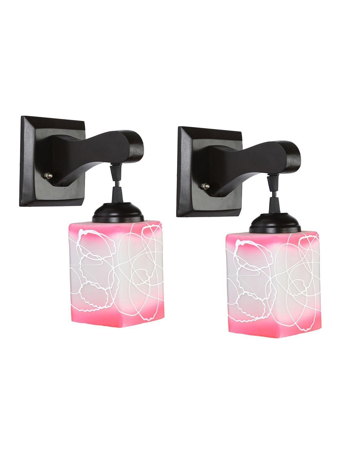 somil pendant decorative led wall lamp/ light, pink, glass, wood, 7 watt (set of 4)-mn70 - 18838101 - Standard Image - 3