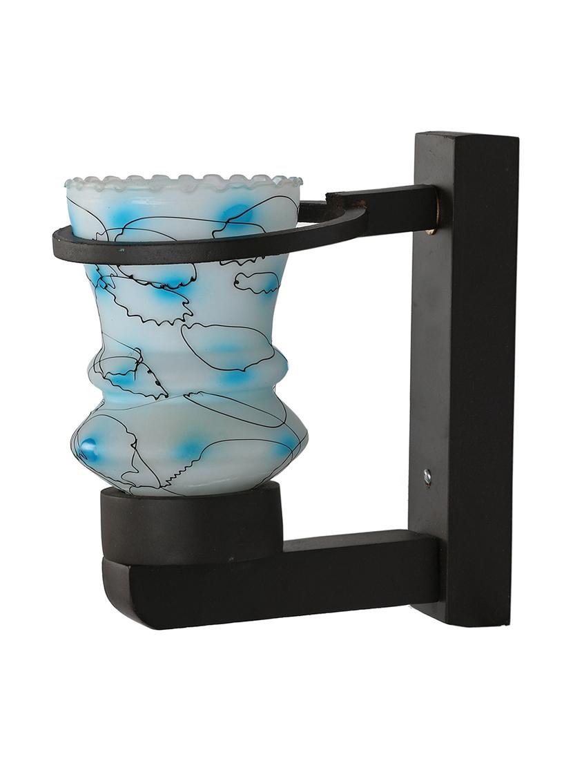 designer hand decorative colorful glass wall lamp light with stylish wooden fitting ( set of two )-el77 - 18840592 - Standard Image - 3