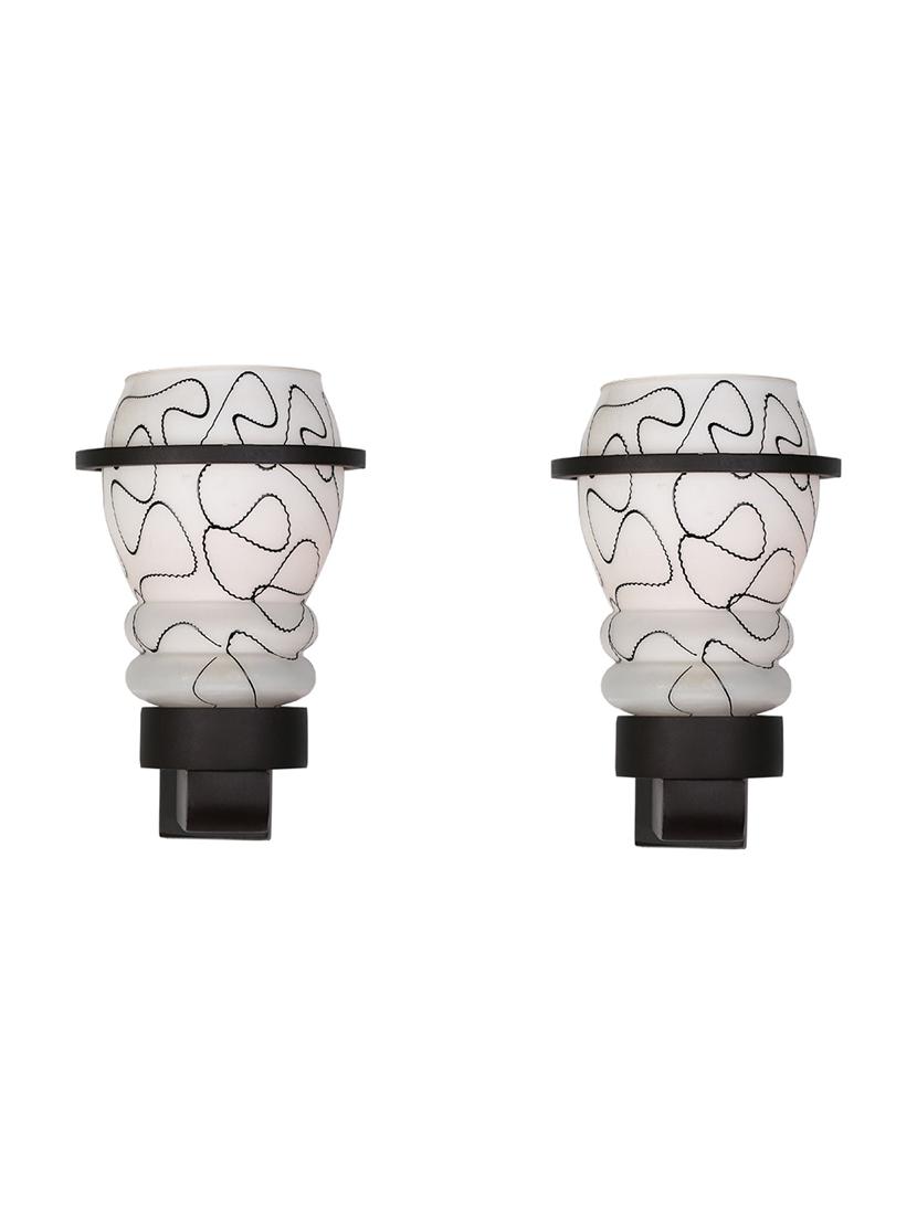 designer hand decorative colorful glass wall lamp light with stylish wooden fitting ( set of two )-el79 - 18840598 - Zoom Image - 0