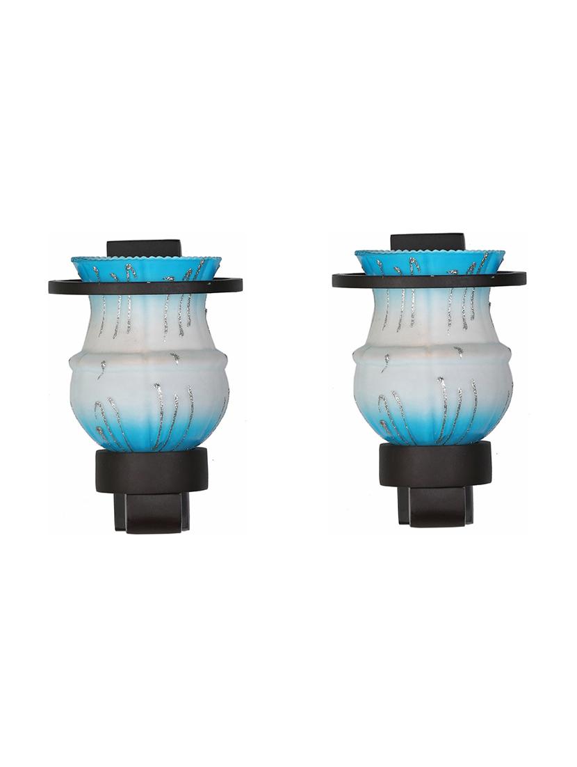 designer hand decorative colorful glass wall lamp light with stylish wooden fitting ( set of two )-el80 - 18840601 - Zoom Image - 0