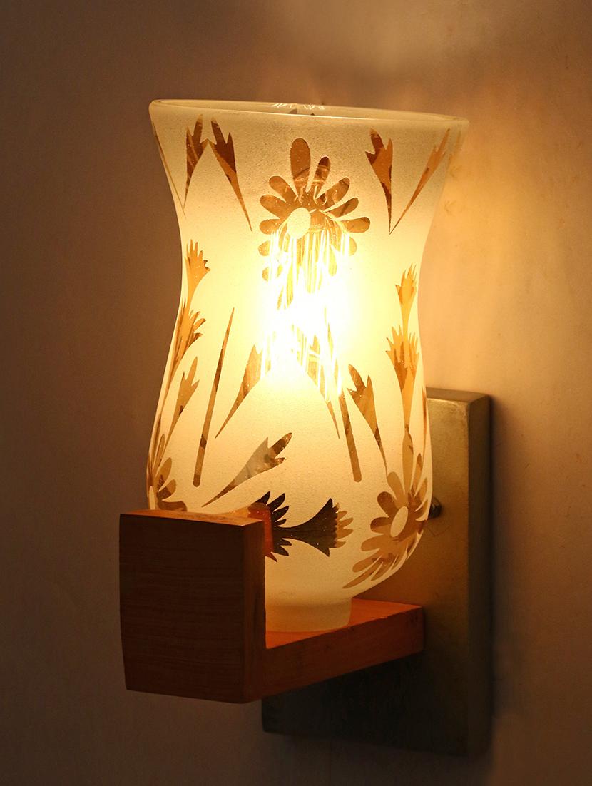 somil vintage glass wall lamp (hand decorative with golden design) set of 2- a25 - 18840764 - Standard Image - 3