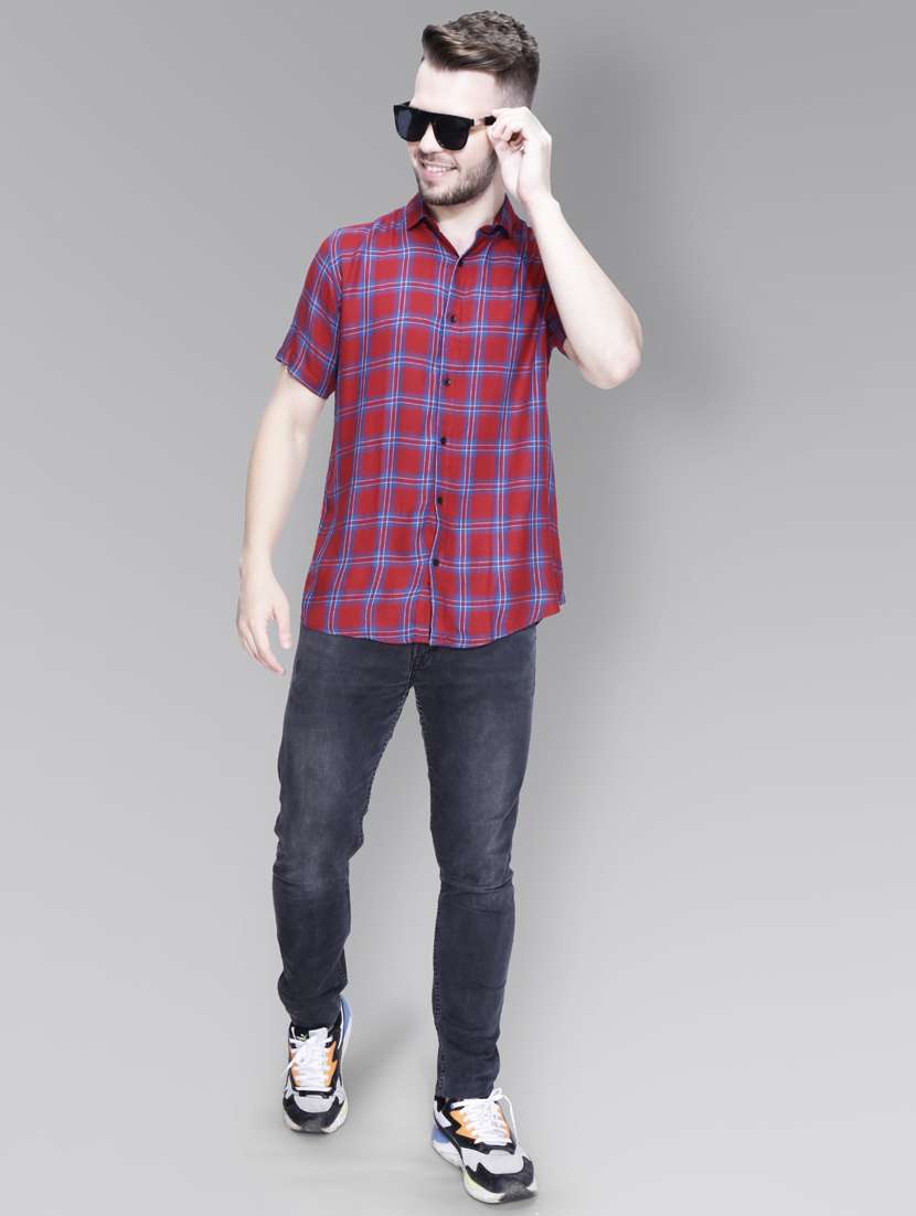 red cotton casual shirt - 18841810 -  Standard Image - 3