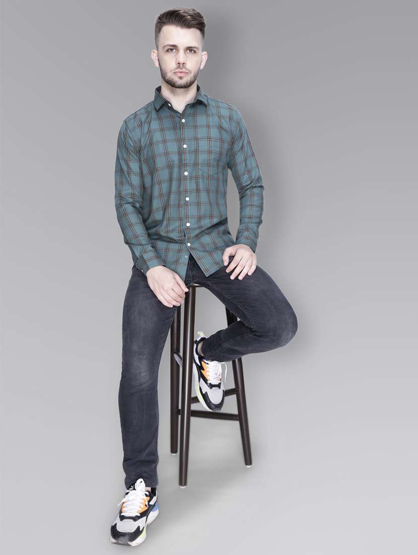 green cotton casual shirt - 18841811 - Standard Image - 3