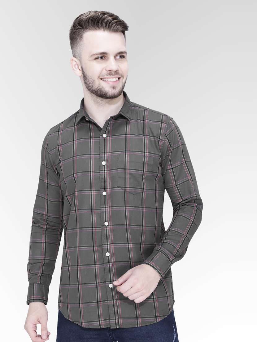 grey cotton casual shirt - 18841812 -  Zoom Image - 0