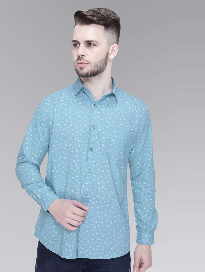 blue cotton casual shirt - 18841817 - Zoom Image - 0