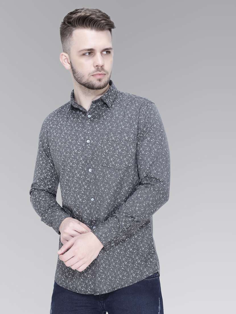 grey cotton casual shirt