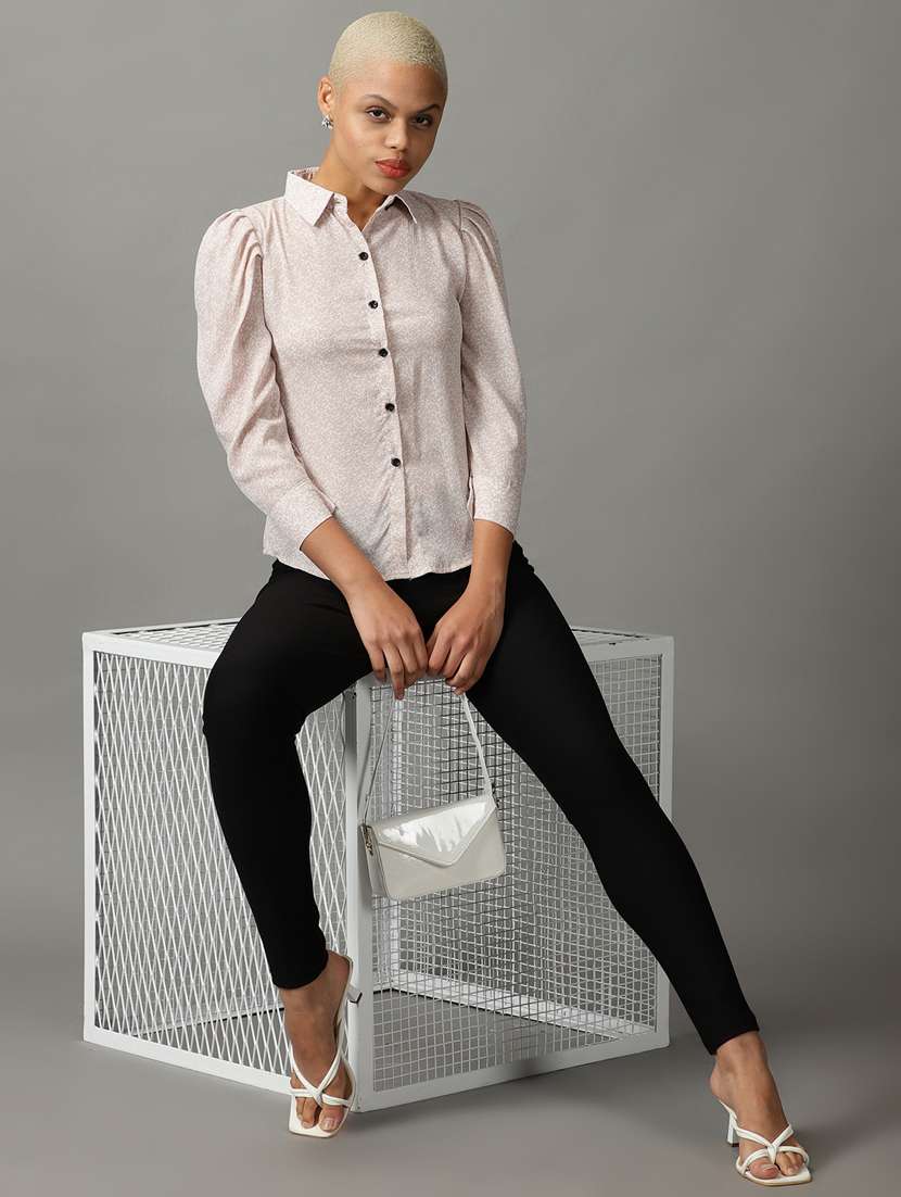 beige georgette regular shirt - 18843166 -  Standard Image - 3