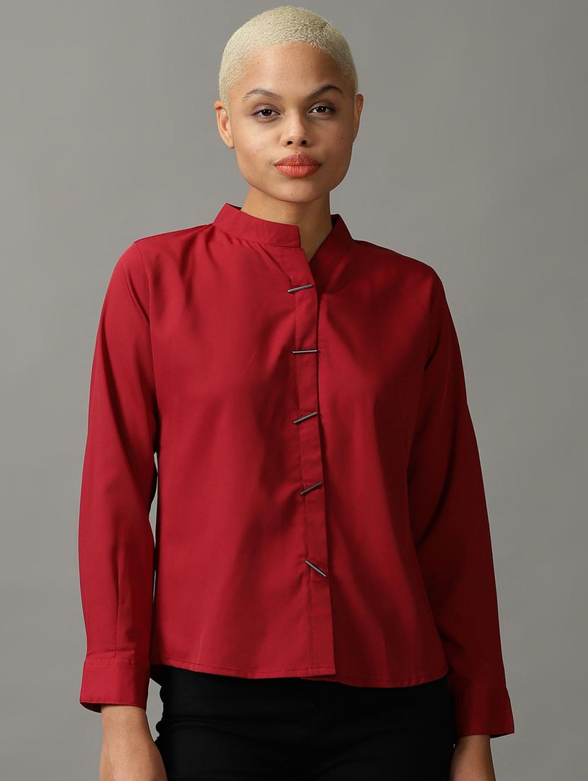 maroon polyester regular shirt - 18843191 -  Zoom Image - 0