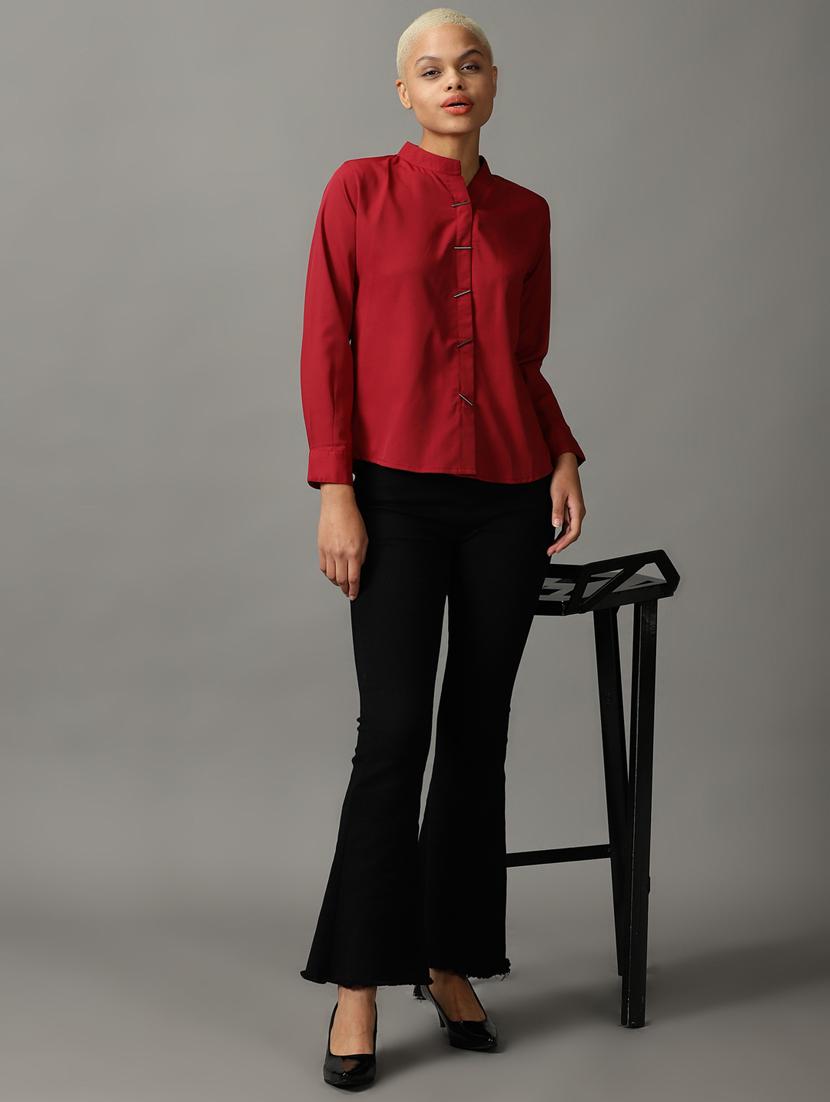 maroon polyester regular shirt - 18843191 - Standard Image - 3