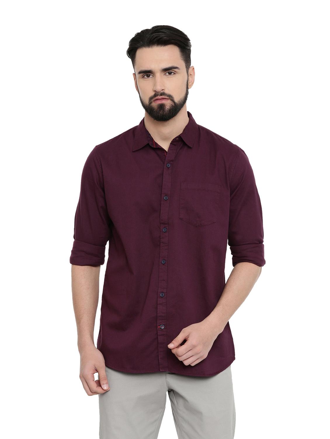 purple cotton casual shirt - 18843981 - Zoom Image - 0