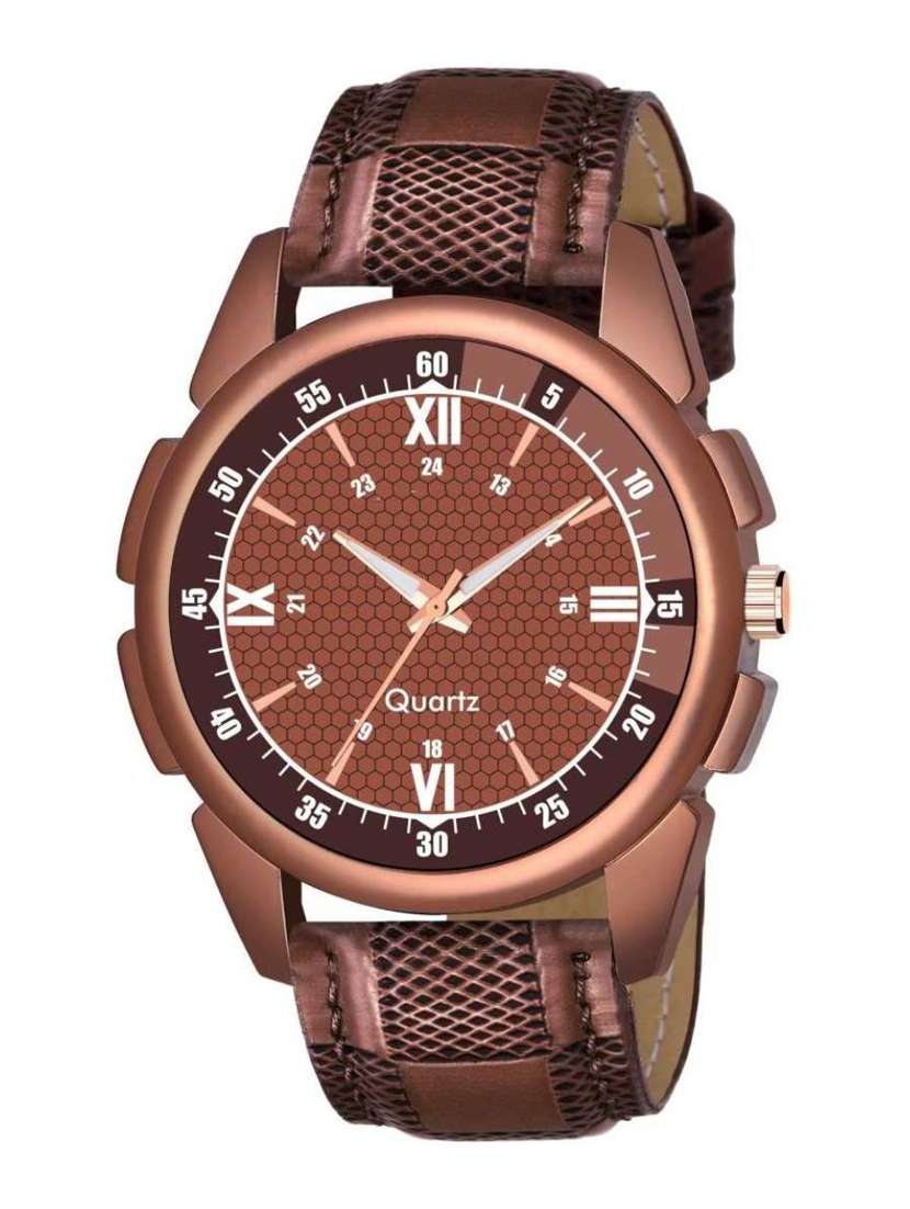 sports design new arrival brown leather belt analog watch - for boys