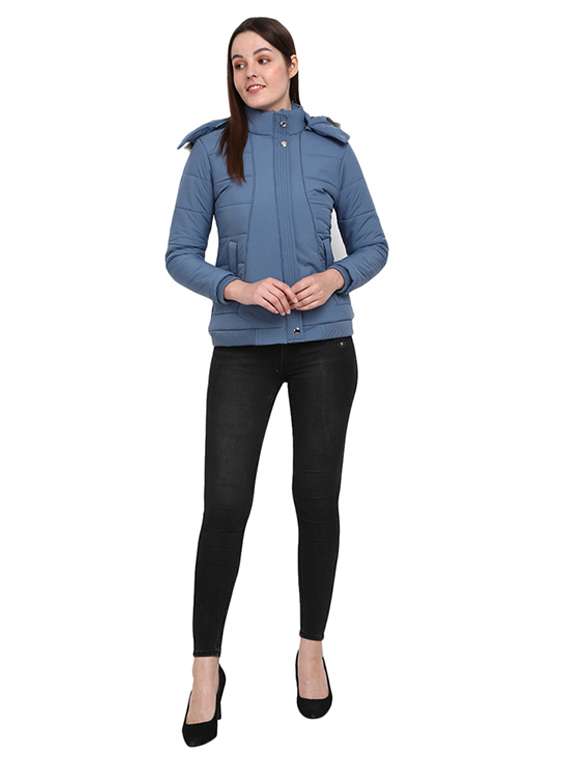 women solid long sleeve quilted jacket  - 18844583 -  Standard Image - 3