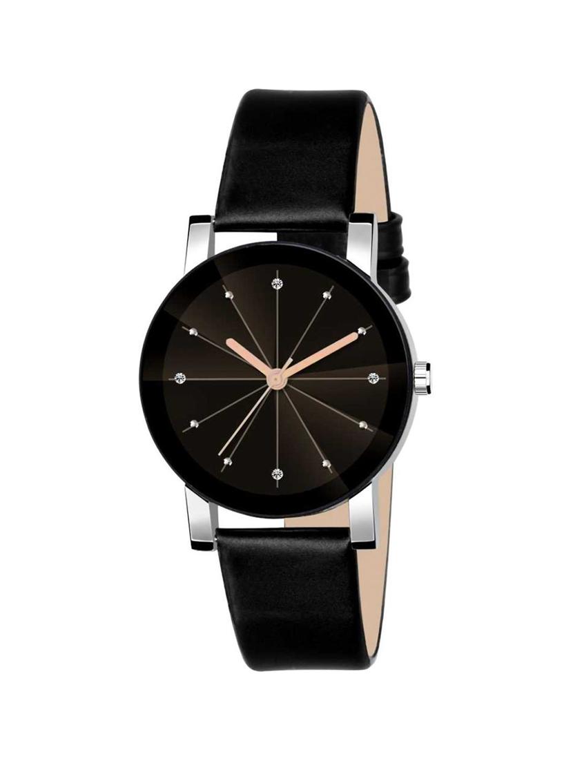 Buy online Diamond Cut Glass Leather Belt Watch For Women Analog