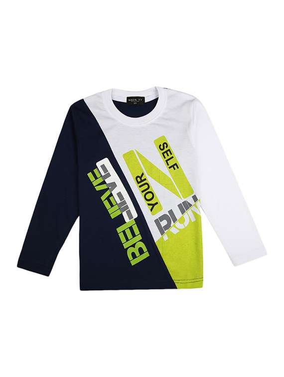 boys color block printed t-shirt