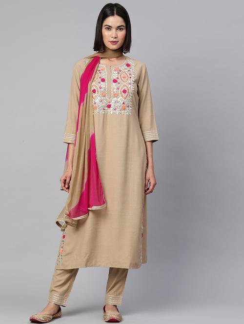 women kurta pant set with dupatta - 18847895 - Standard Image - 0