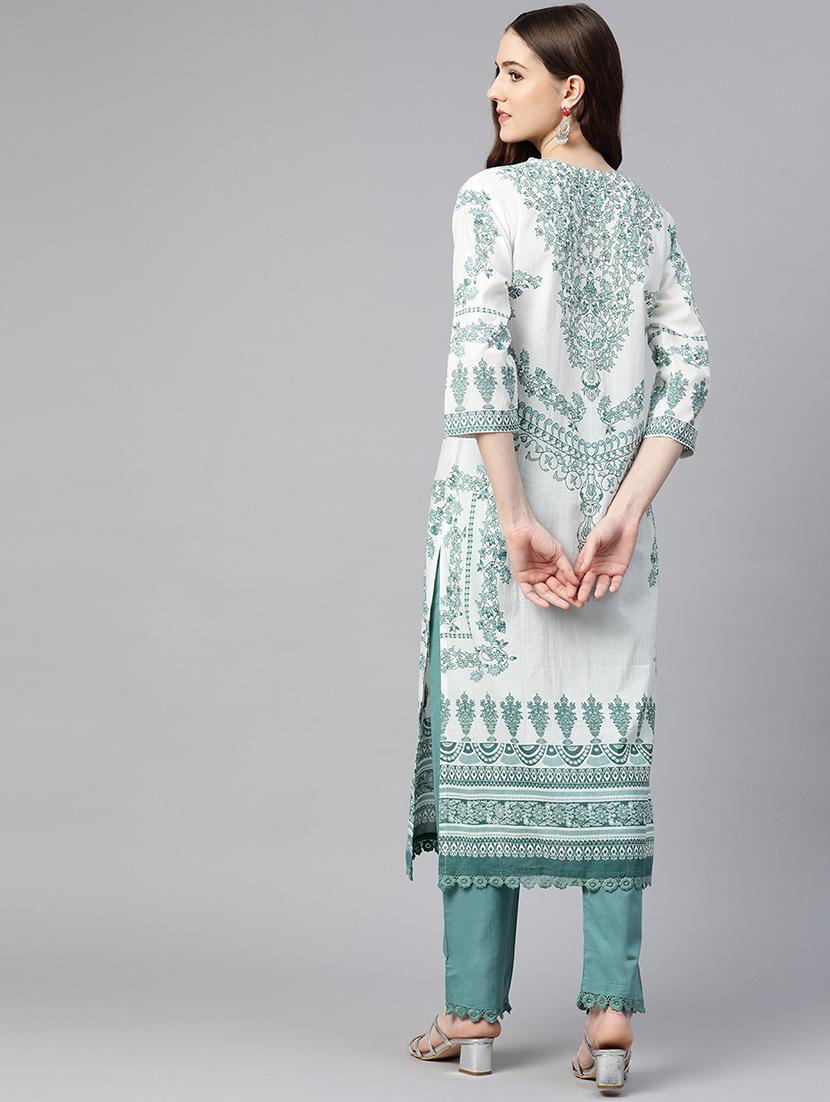 women three quarter sleeve kurta pant with dupatta set - 18847900 - Standard Image - 3