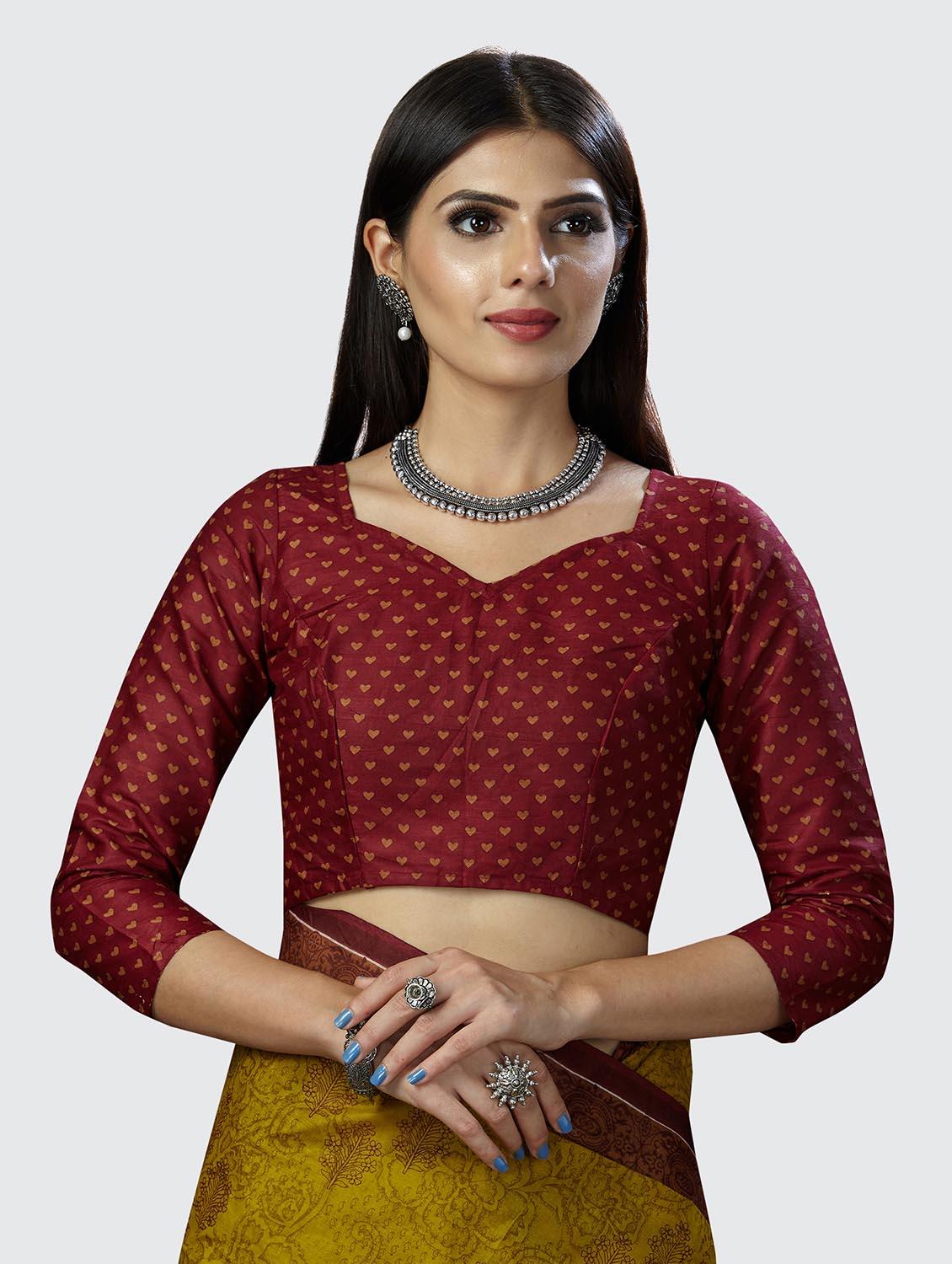 olive printed saree with blouse - 18854980 - Standard Image - 5