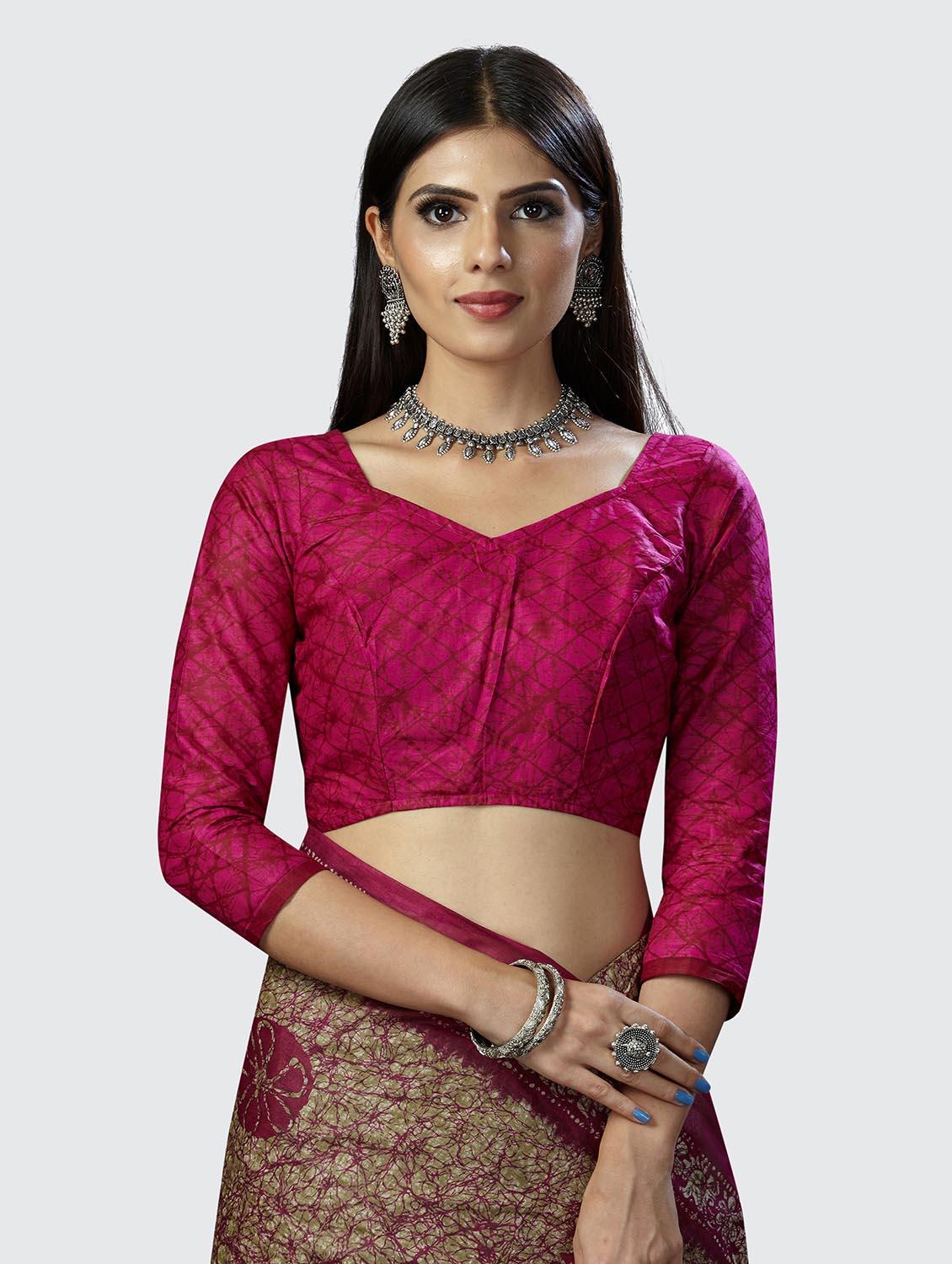 magenta printed saree with blouse - 18855029 - Standard Image - 5