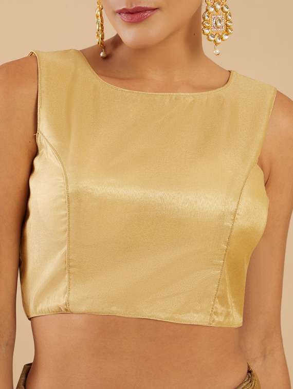 gold silk regular blouse - 18857877 -  Standard Image - 3