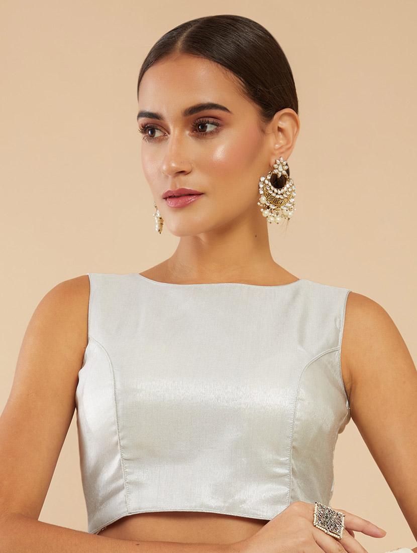 silver silk regular blouse - 18857878 - Zoom Image - 0