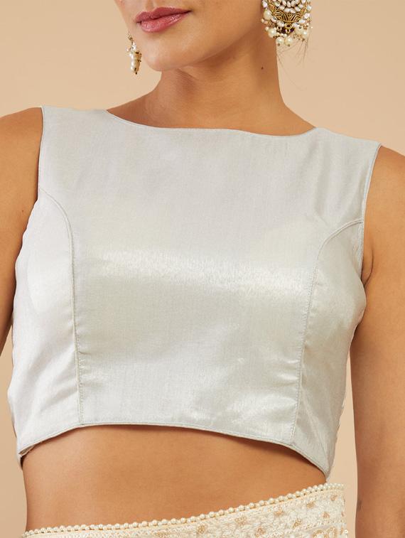 silver silk regular blouse - 18857878 - Standard Image - 3