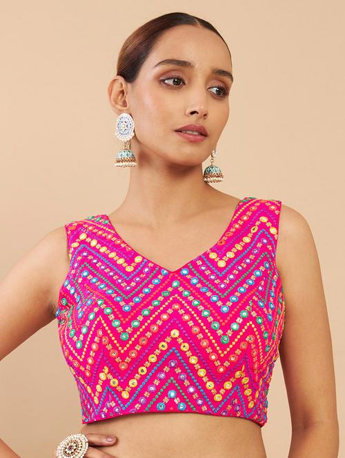 pink georgette regular blouse - 18858024 -  Standard Image - 0