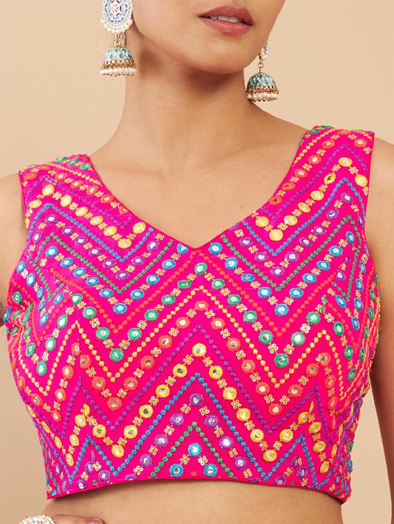 pink georgette regular blouse - 18858024 - Standard Image - 3