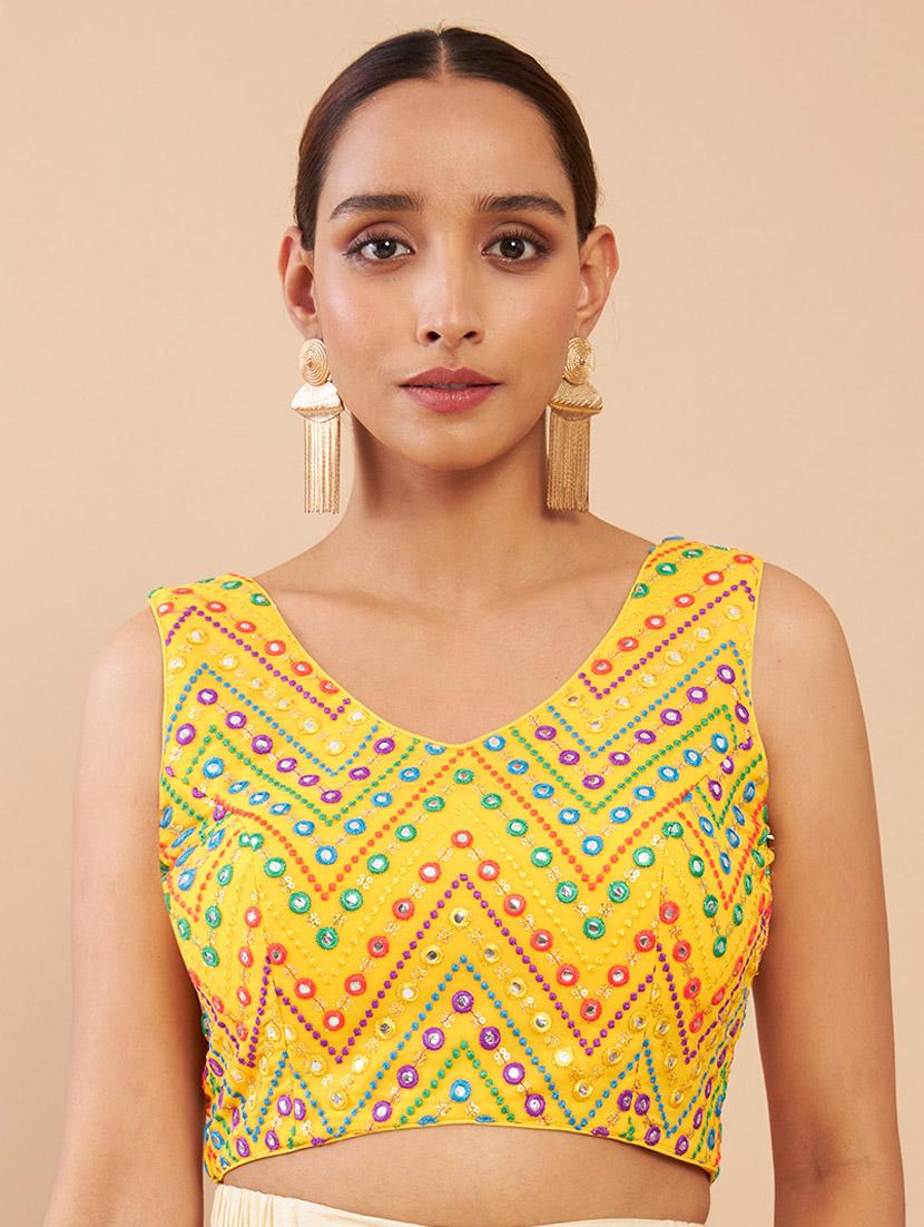yellow georgette regular blouse - 18858025 - Zoom Image - 0