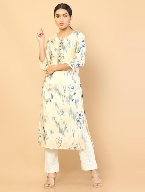 chanderi printed kurta - 18861423 - Standard Image - 0