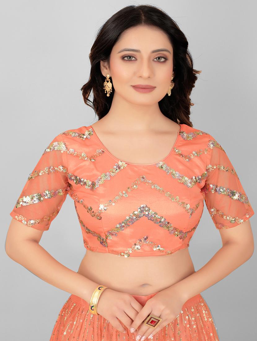 orange net flared lehenga - 18865770 - Standard Image - 3