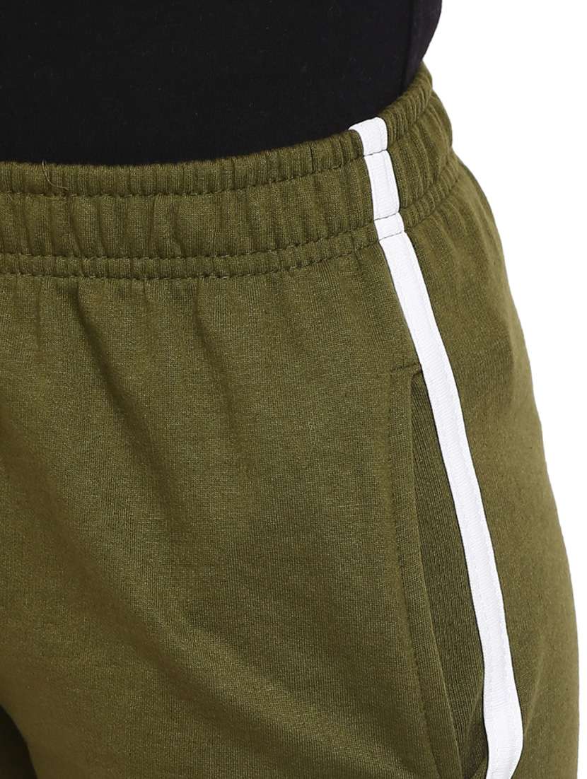 women olive green side taped track pant - 18870206 -  Standard Image - 5