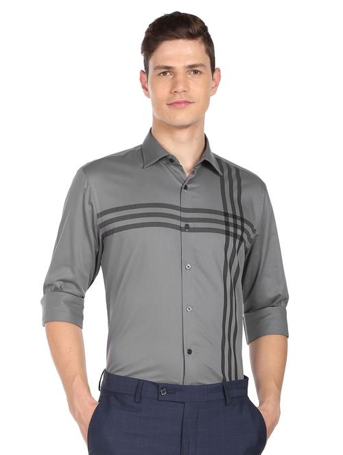 grey cotton formal shirt - 18874885 -  Standard Image - 0
