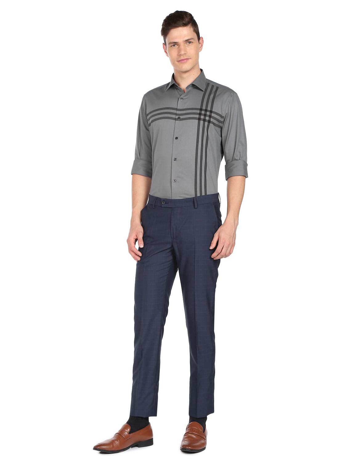 grey cotton formal shirt - 18874885 - Standard Image - 3
