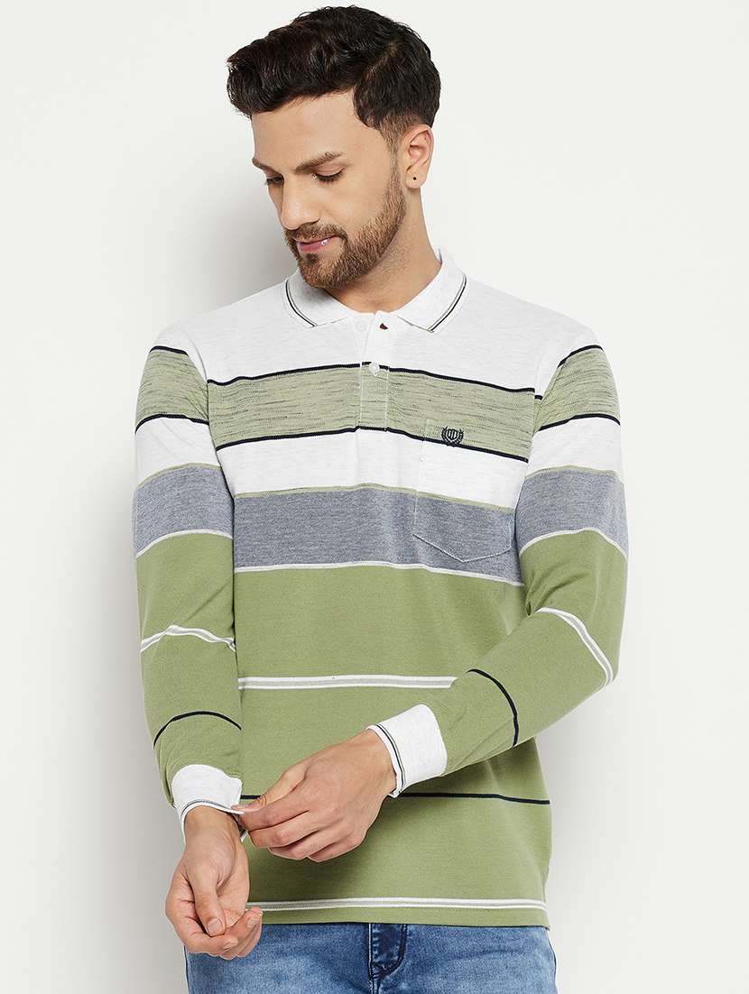 men color block polo neck t-shirt