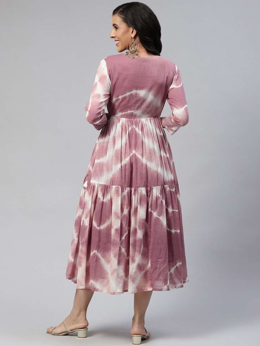 tie and dye tiered ethnic dress - 18875350 - Standard Image - 3