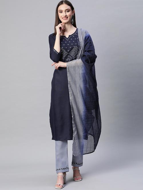 embroidered kurta set with dupatta - 18875400 -  Standard Image - 0